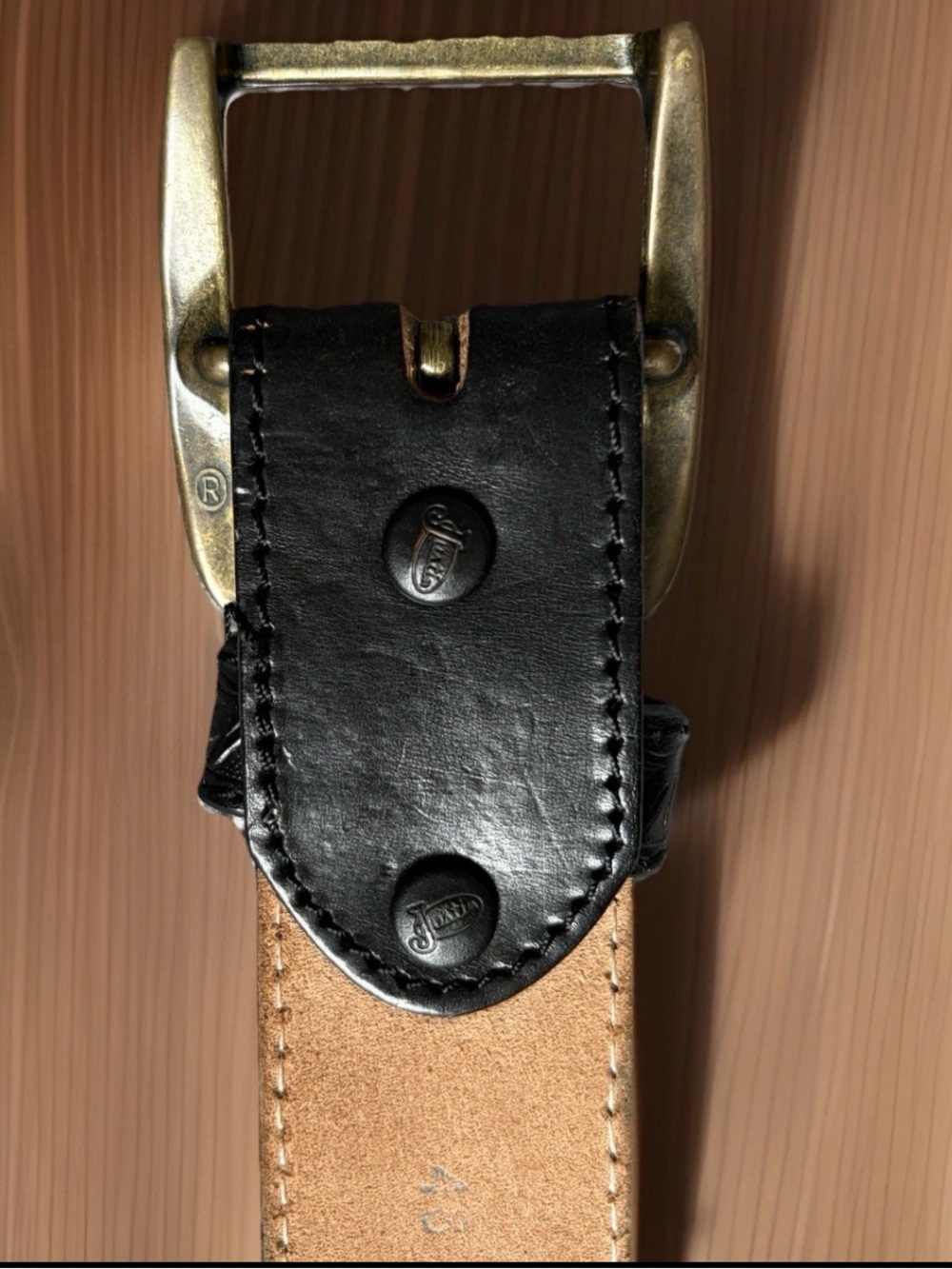JUSTIN Belt Mens Size 45 Black Tooled Leather Classic Longhorn C11193 Western - Picture 6 of 7
